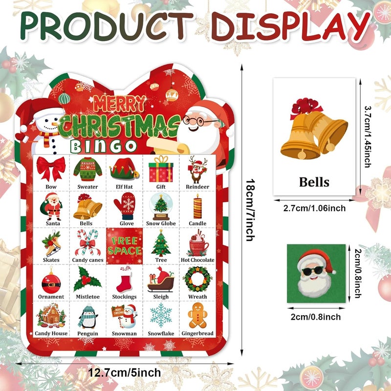 JGCWorker Store Christmas Bingo Cards Game Set - Xmas Festive Holiday Party Supplies for Kids and Adults, 24 Players, Merry Christmas Themed Bingo Cards for School Classroom, Family Activities, Seasonal Party Favors - Image 2